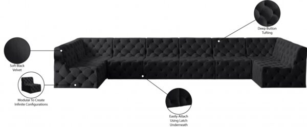 Tuft 186" Velvet Upholstered 8pc. Modular Sectional
