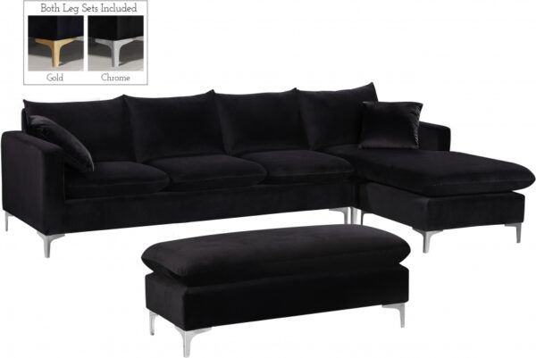 Naomi 110" Velvet Upholstered Reversible Sectional