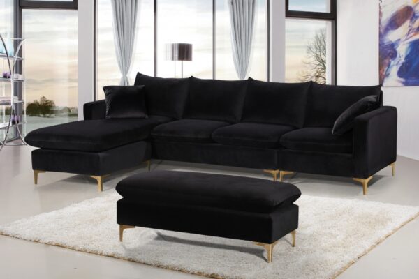 Naomi 110" Velvet Upholstered Reversible Sectional
