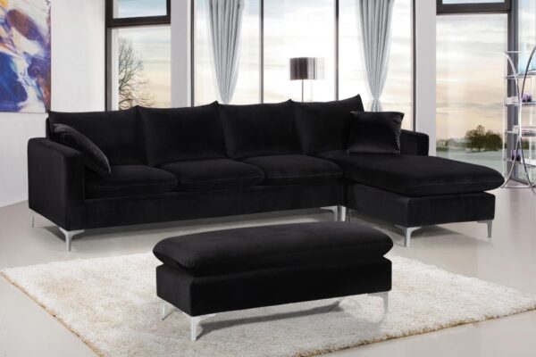 Naomi 110" Velvet Upholstered Reversible Sectional
