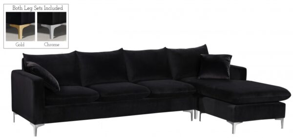 Naomi 110" Velvet Upholstered Reversible Sectional
