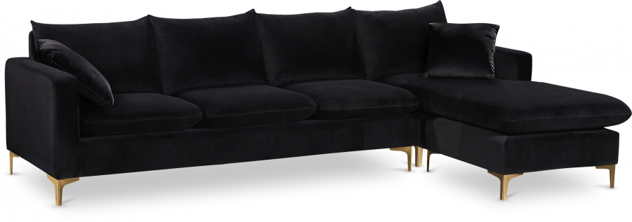 Naomi 110" Velvet Upholstered Reversible Sectional