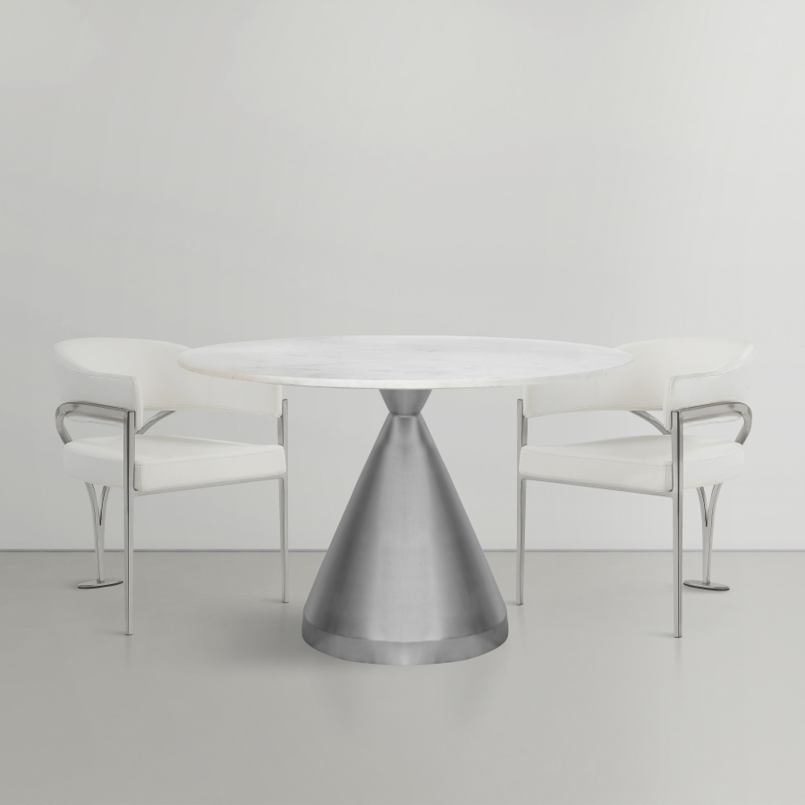 Emery 48" Marble Top And Steel Base Dining Table