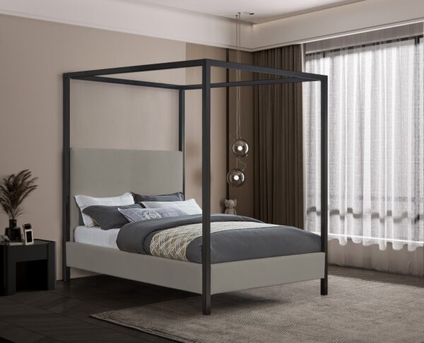 James Linen Textured Fabric Upholstered Bed