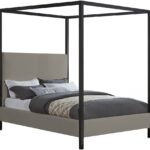 James Linen Textured Fabric Upholstered Bed