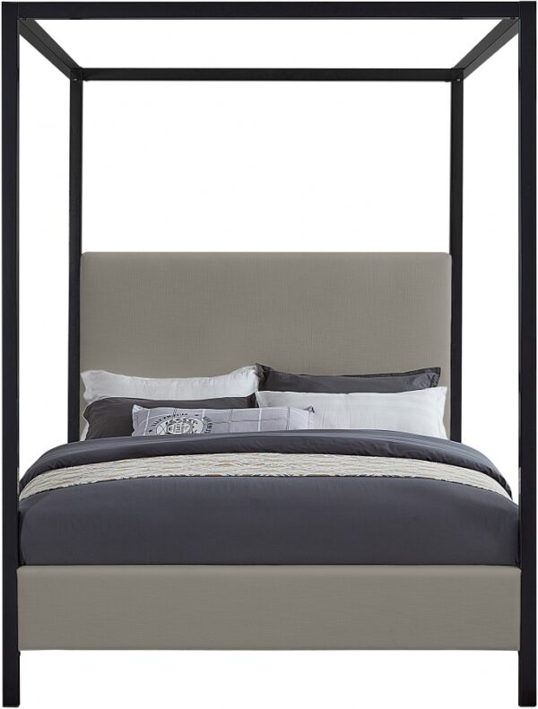 James Linen Textured Fabric Upholstered Bed