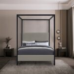 James Linen Textured Fabric Upholstered Bed