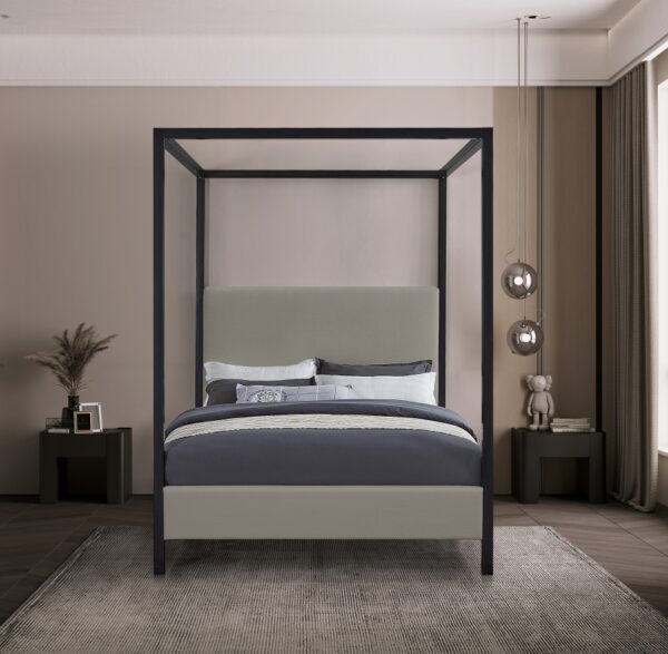James Linen Textured Fabric Upholstered Bed