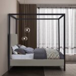 James Linen Textured Fabric Upholstered Bed