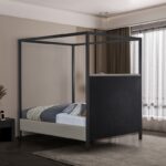 James Linen Textured Fabric Upholstered Bed