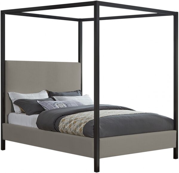 James Linen Textured Fabric Upholstered Bed