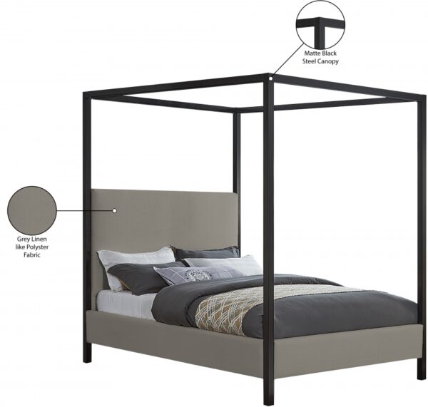 James Linen Textured Fabric Upholstered Bed