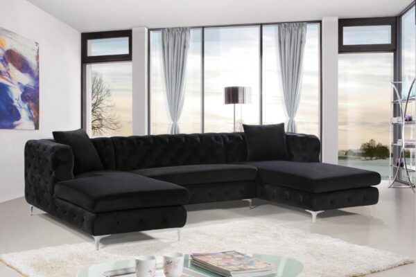 Gail 127" Velvet Upholstered 3pc. Sectional