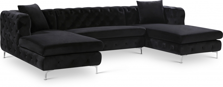 Gail 127" Velvet Upholstered 3pc. Sectional