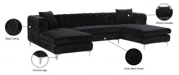 Gail 127" Velvet Upholstered 3pc. Sectional