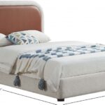 Blake Two Tone Vegan Leather and Linen Textured Fabric Upholstered Bed