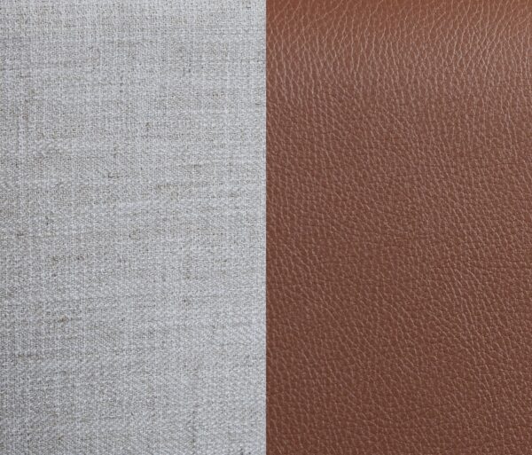 Blake Two Tone Vegan Leather and Linen Textured Fabric Upholstered Bed