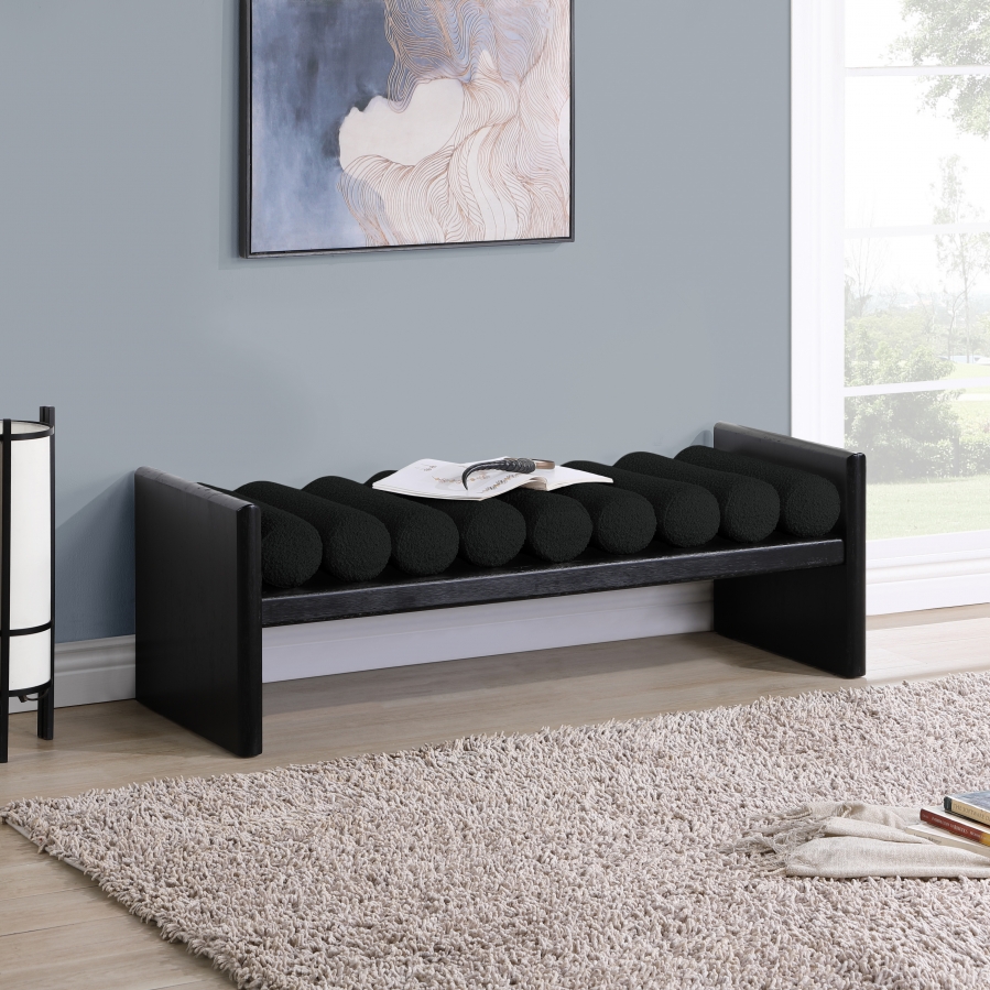 Waverly Boucle Fabric Upholstered Bench