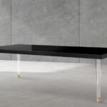 Bethany 94.5" Lacquer Top And Acrylic Base Dining Table