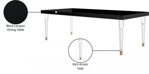 Bethany 94.5" Lacquer Top And Acrylic Base Dining Table