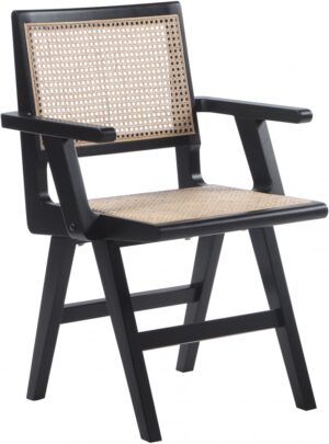 Preston Solid Wood And Natrual Cane Dining Arm Chair