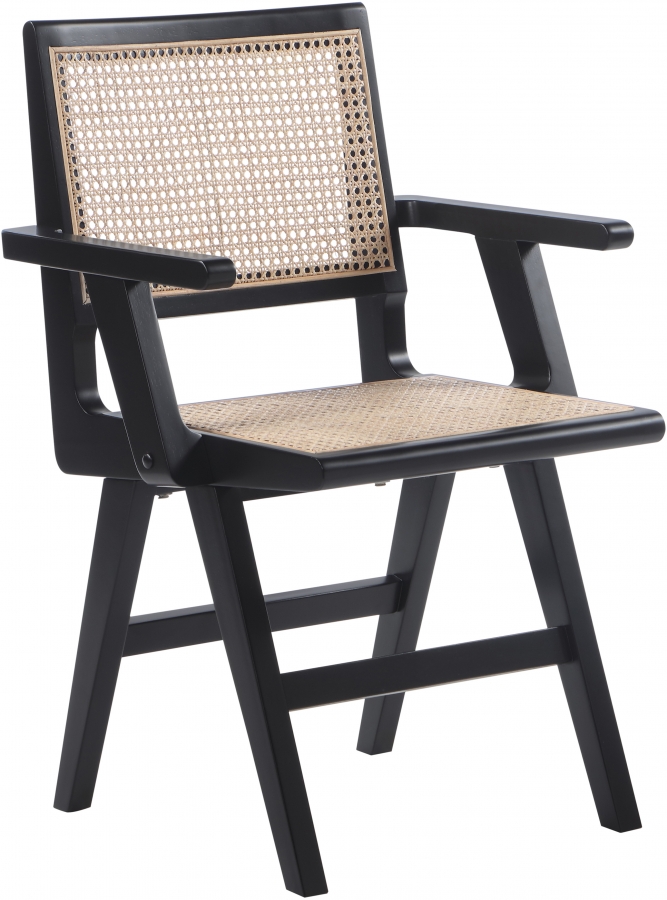 Preston Solid Wood And Natrual Cane Dining Arm Chair