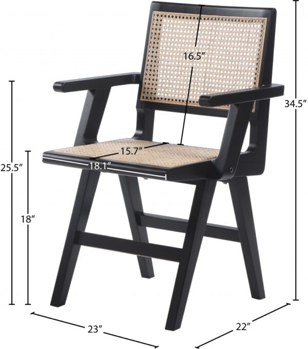 Preston Solid Wood And Natrual Cane Dining Arm Chair