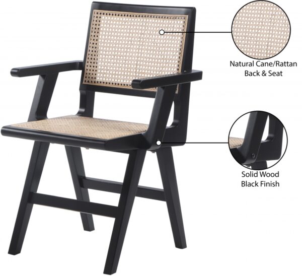 Preston Solid Wood And Natrual Cane Dining Arm Chair