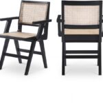 Preston Solid Wood And Natrual Cane Dining Arm Chair