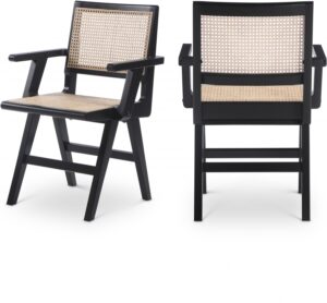 Preston Solid Wood And Natrual Cane Dining Arm Chair