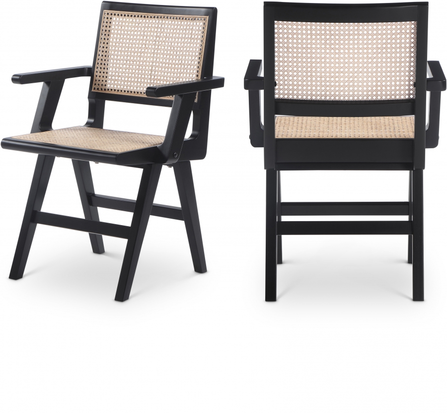 Preston Solid Wood And Natrual Cane Dining Arm Chair