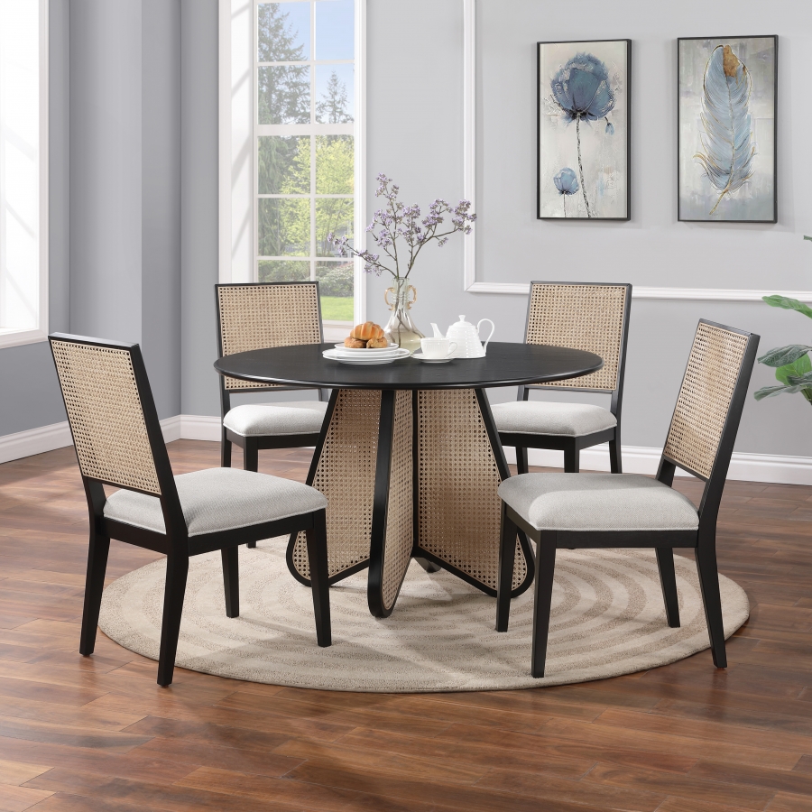 Butterfly 48" Oak Veneer And Natural Cane Dining Table