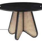 Butterfly 48" Oak Veneer And Natural Cane Dining Table