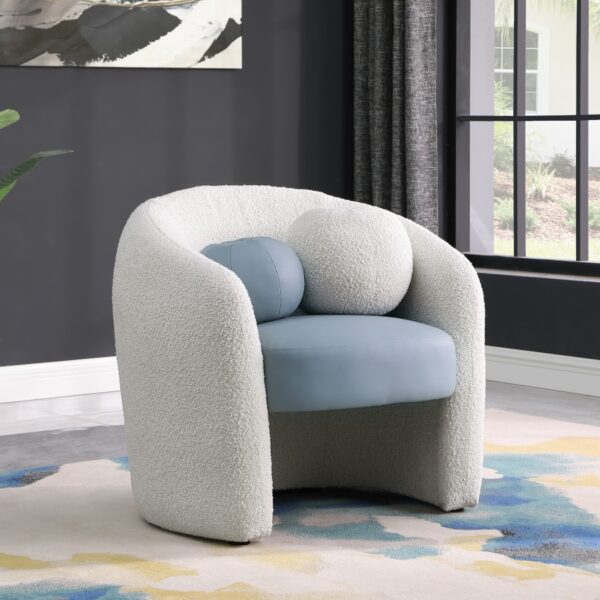 Acadia Boucle Fabric Upholstered and Vegan Leather Upholstered Accent Chair