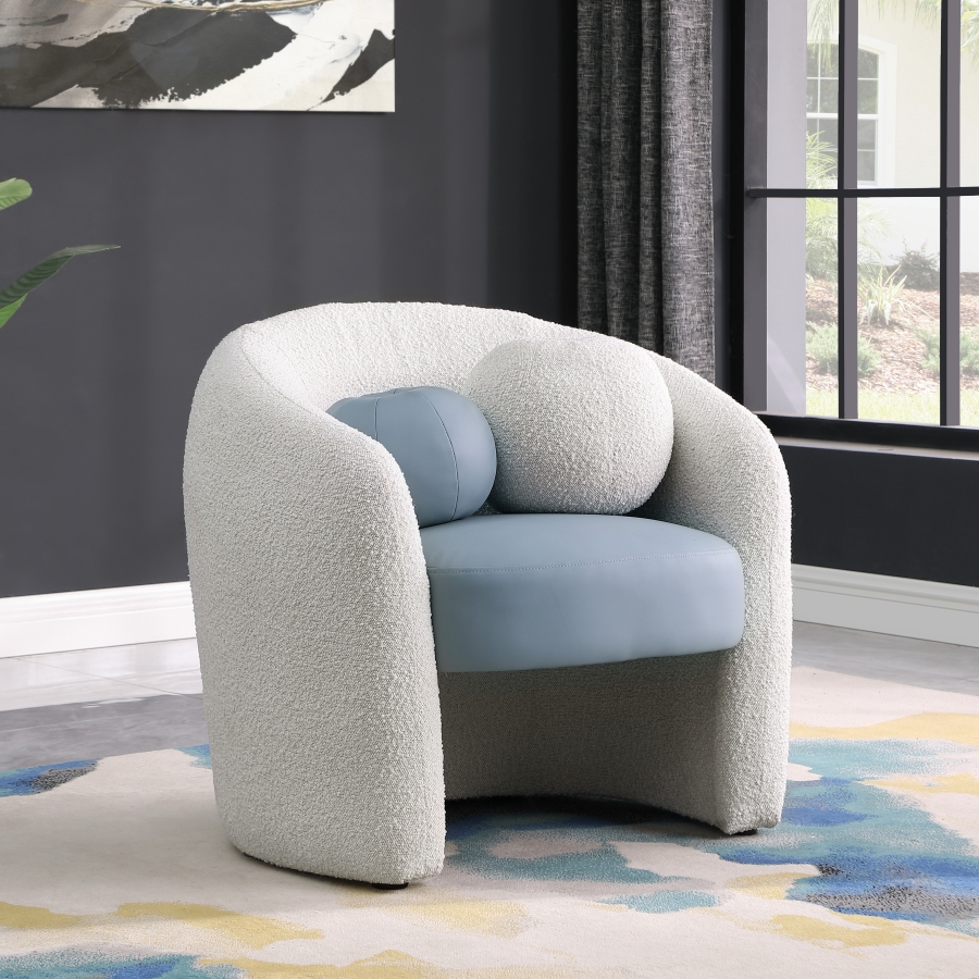 Acadia Boucle Fabric Upholstered and Vegan Leather Upholstered Accent Chair