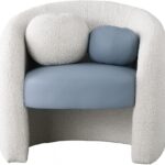 Acadia Boucle Fabric Upholstered and Vegan Leather Upholstered Accent Chair