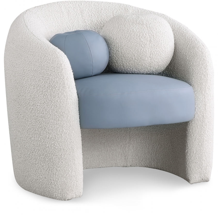 Acadia Boucle Fabric Upholstered and Vegan Leather Upholstered Accent Chair