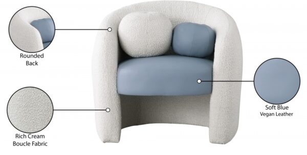 Acadia Boucle Fabric Upholstered and Vegan Leather Upholstered Accent Chair