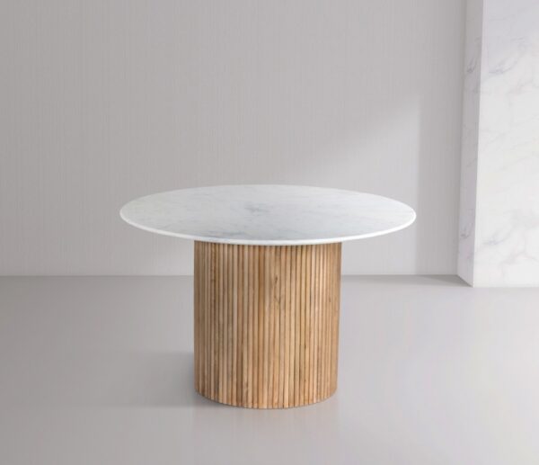 Oakhill 47" Marble Top And Mango Wood Base Dining Table