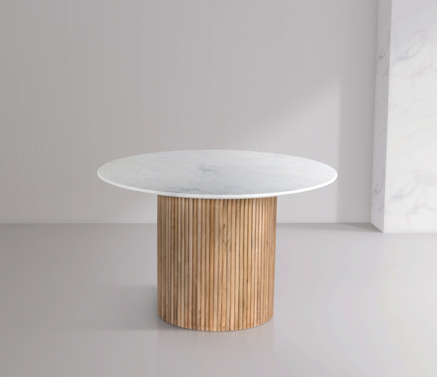 Oakhill 47" Marble Top And Mango Wood Base Dining Table