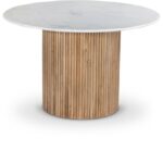 Oakhill 47" Marble Top And Mango Wood Base Dining Table