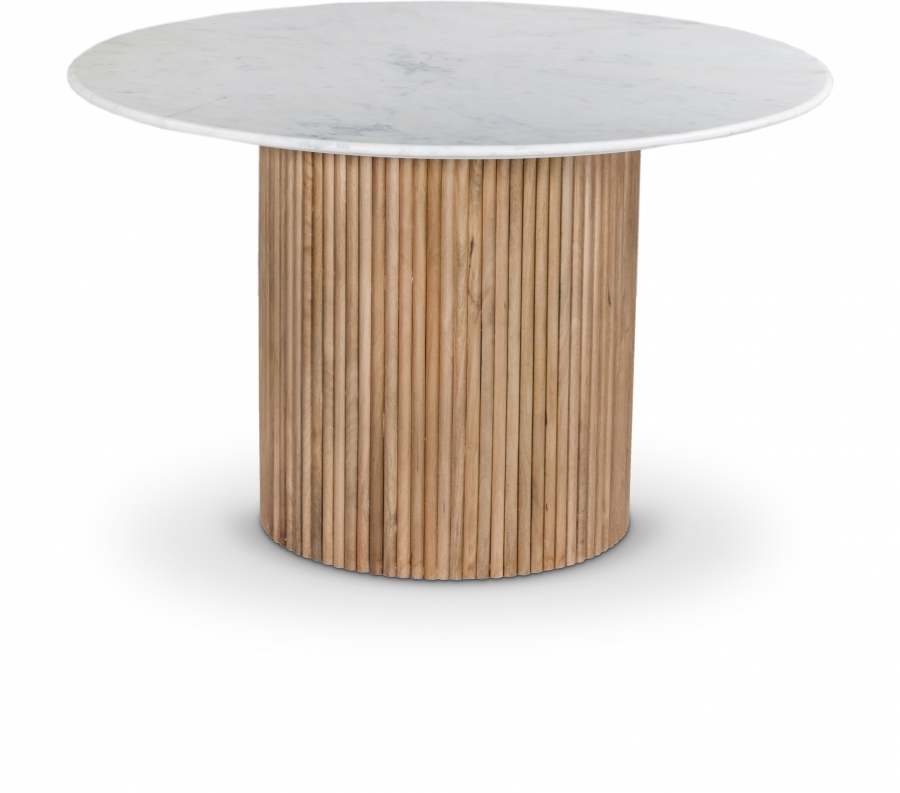Oakhill 47" Marble Top And Mango Wood Base Dining Table