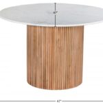 Oakhill 47" Marble Top And Mango Wood Base Dining Table