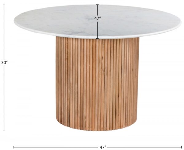 Oakhill 47" Marble Top And Mango Wood Base Dining Table