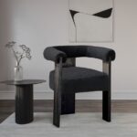Barrel Boucle Fabric Upholstered Dining Chair