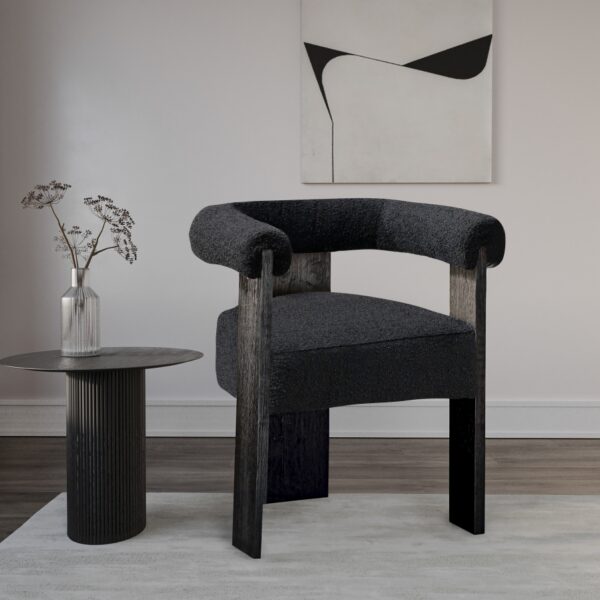 Barrel Boucle Fabric Upholstered Dining Chair