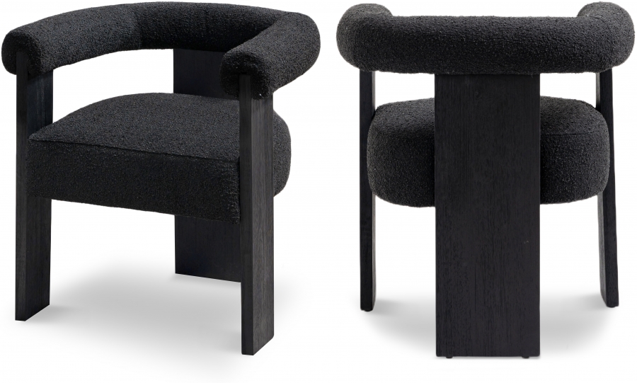 Barrel Boucle Fabric Upholstered Dining Chair