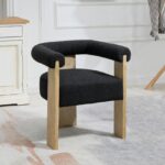 Barrel Boucle Fabric Upholstered Dining Chair