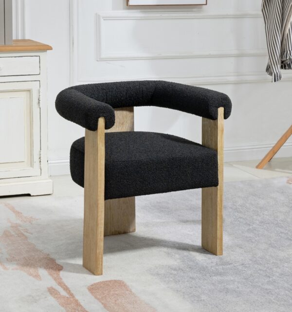 Barrel Boucle Fabric Upholstered Dining Chair