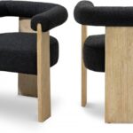 Barrel Boucle Fabric Upholstered Dining Chair